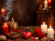 Un rituel d’amour préparé avec soin : bougies allumées, miel, clous de girofle et pétales de rose pour éloigner toute rivalité et protéger la relation.