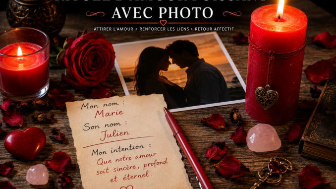 Rituel d'amour puissant avec photo et bougie rouge utilisé pour la visualisation et l'harmonie sentimentale.