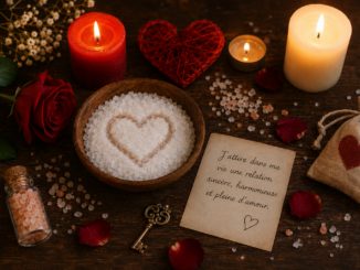 Rituel d'amour avec du sel et des bougies.