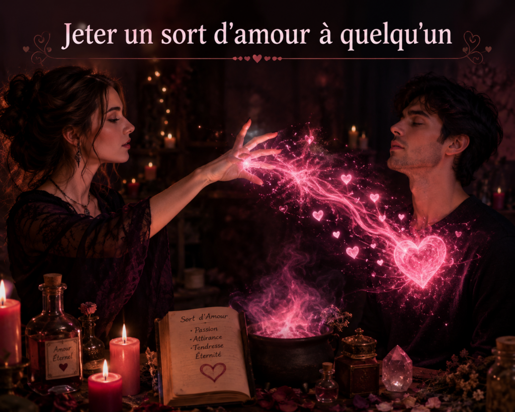 Image illustrant un rituel d'amour symbolique avec des personnes africaines dans une ambiance spirituelle et mystique.