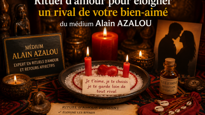 Rituel d'amour avec bougies rouges, cœur et objets spirituels pour éloigner un rival.