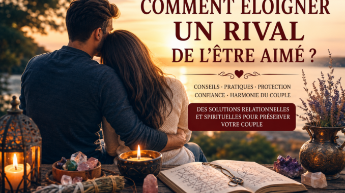 Couple échangeant un moment de complicité symbolisant la confiance, la fidélité et la protection de la relation face à une rivalité amoureuse.