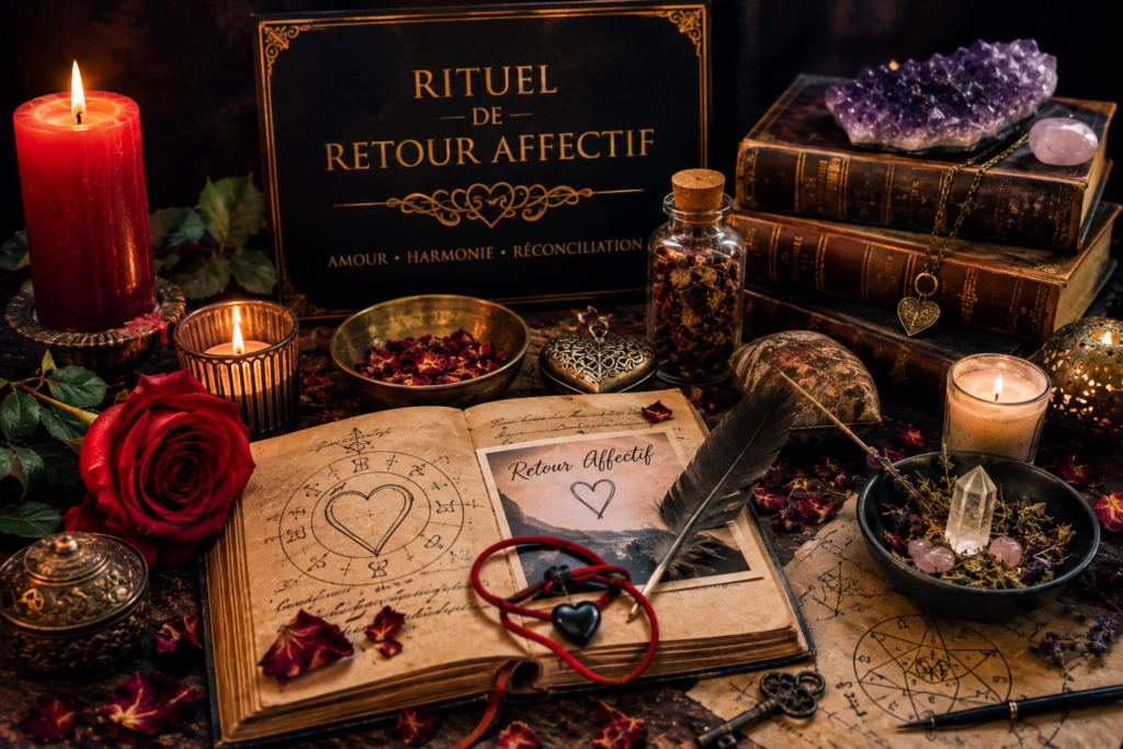 Autel spirituel pour un rituel de retour affectif et d’harmonie amoureuse