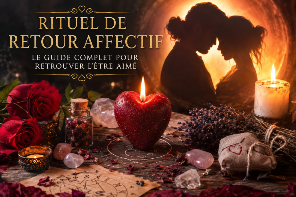 Rituel de retour affectif avec bougies et symboles d’amour