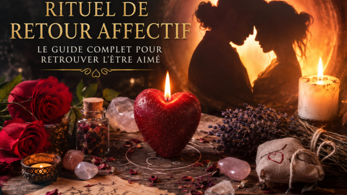 Rituel de retour affectif avec bougies et symboles d’amour